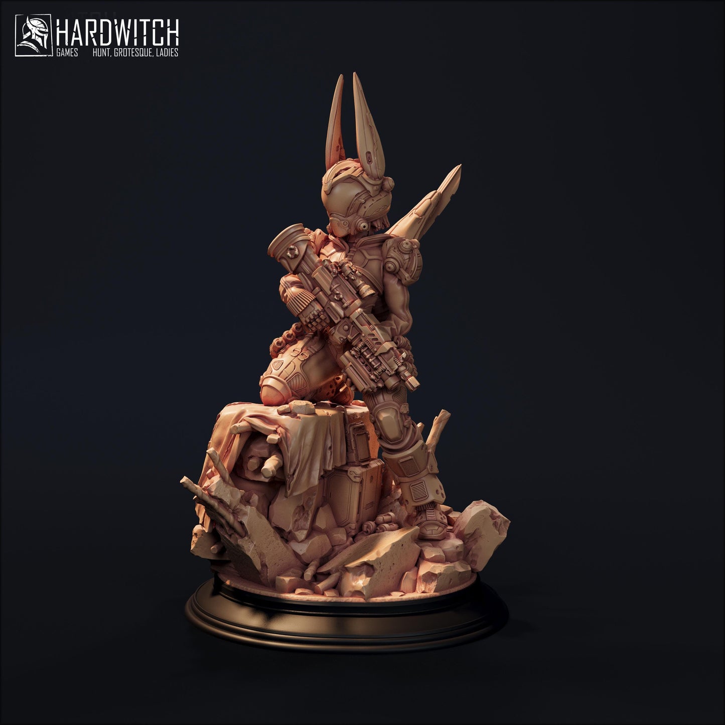 Model Foxtrot Miniature (2 Variations) - 28mm / 32mm / 36mm / 75mm - HardWitch Games - Resin Printed Figure for D&D and Wargaming