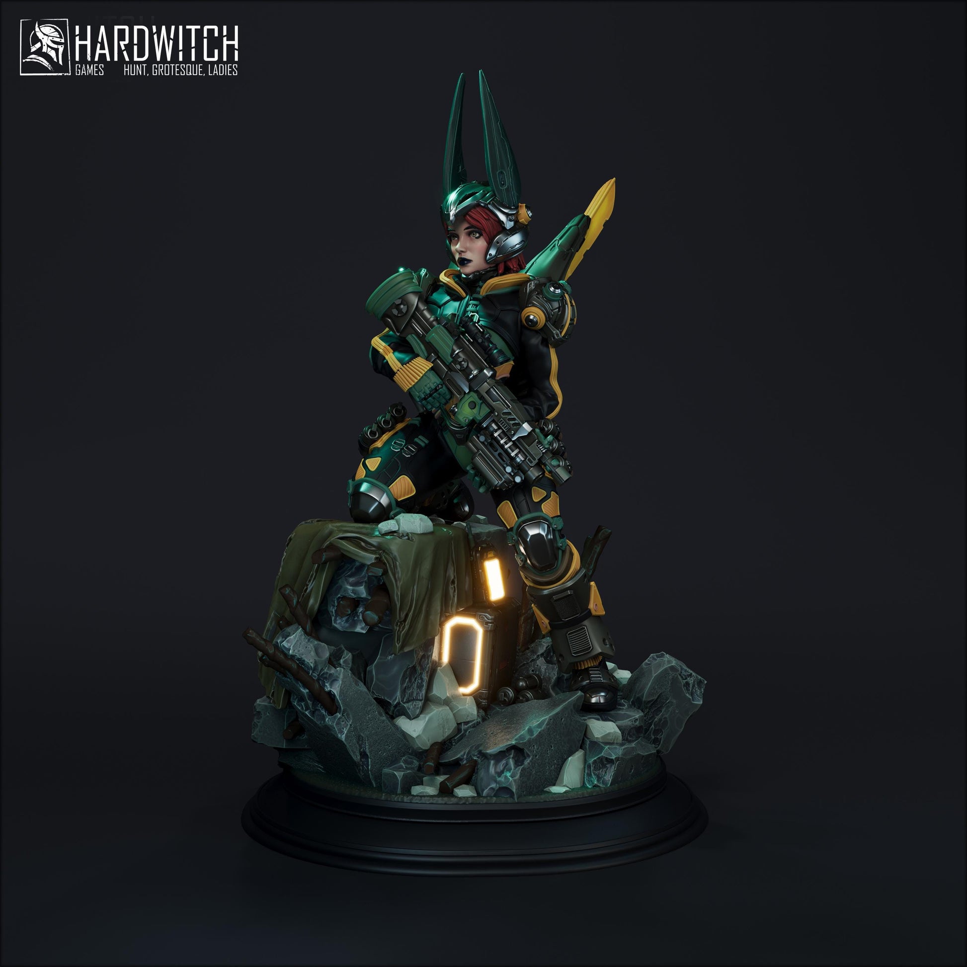 Model Foxtrot Miniature (2 Variations) - 28mm / 32mm / 36mm / 75mm - HardWitch Games - Resin Printed Figure for D&D and Wargaming