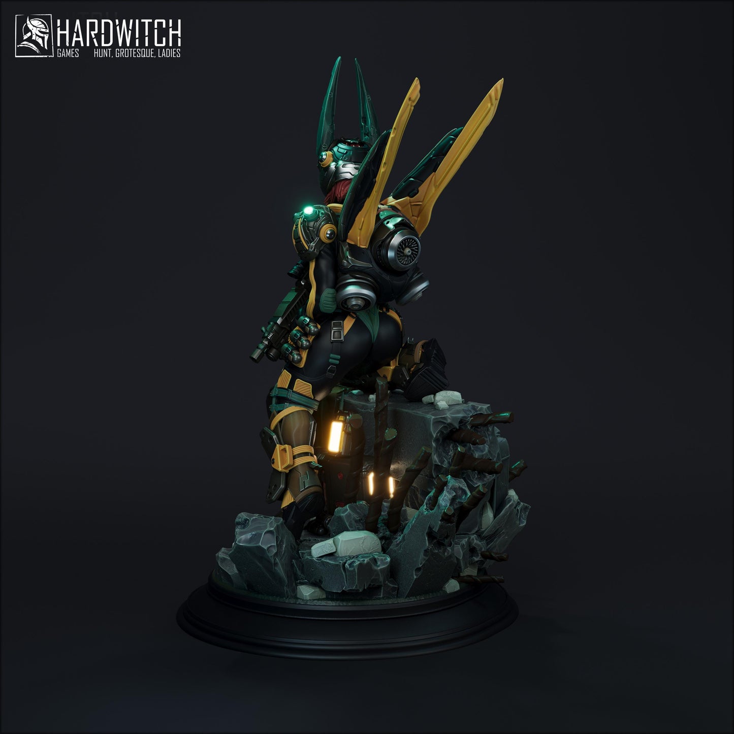 Model Foxtrot Miniature (2 Variations) - 28mm / 32mm / 36mm / 75mm - HardWitch Games - Resin Printed Figure for D&D and Wargaming