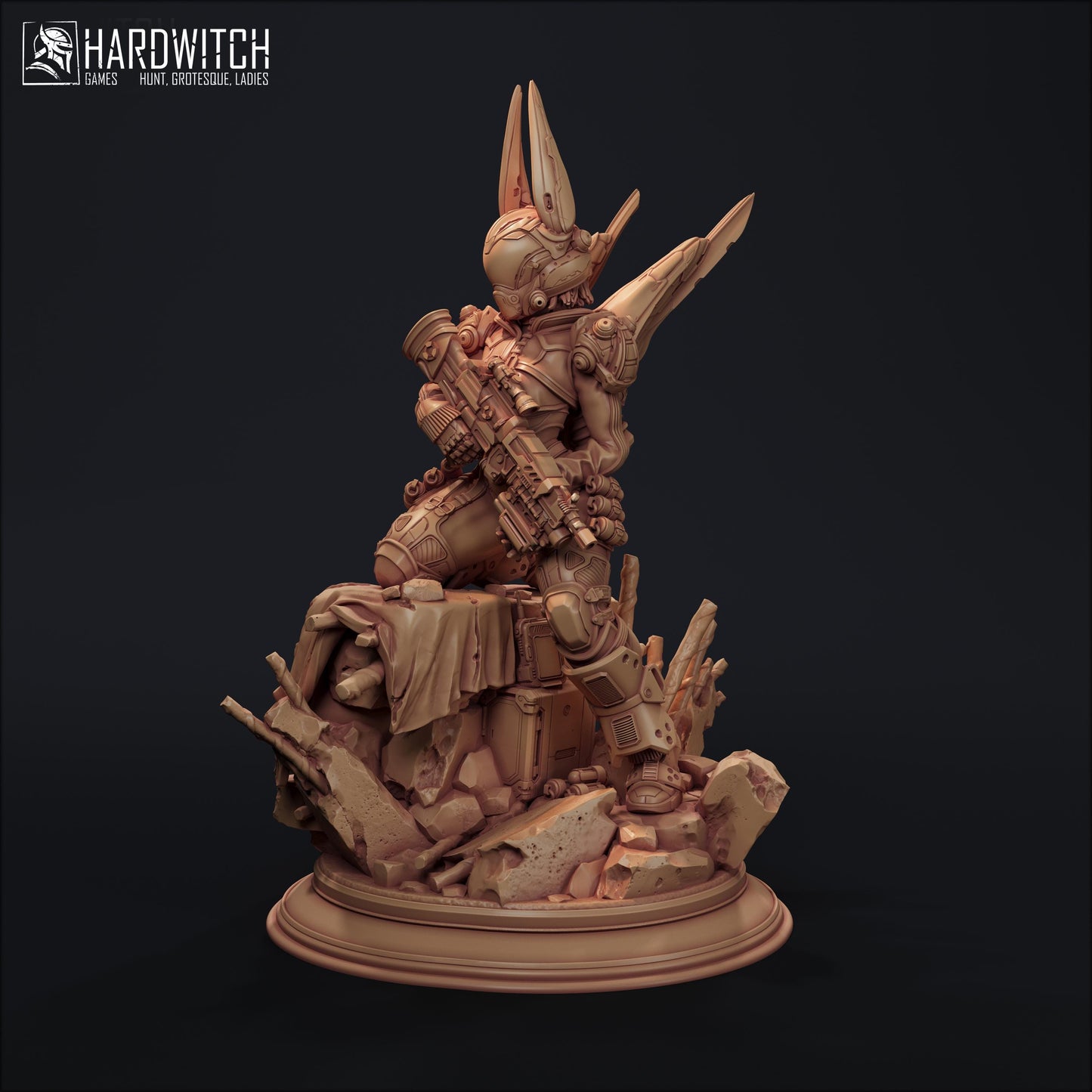 Model Foxtrot Miniature (2 Variations) - 28mm / 32mm / 36mm / 75mm - HardWitch Games - Resin Printed Figure for D&D and Wargaming