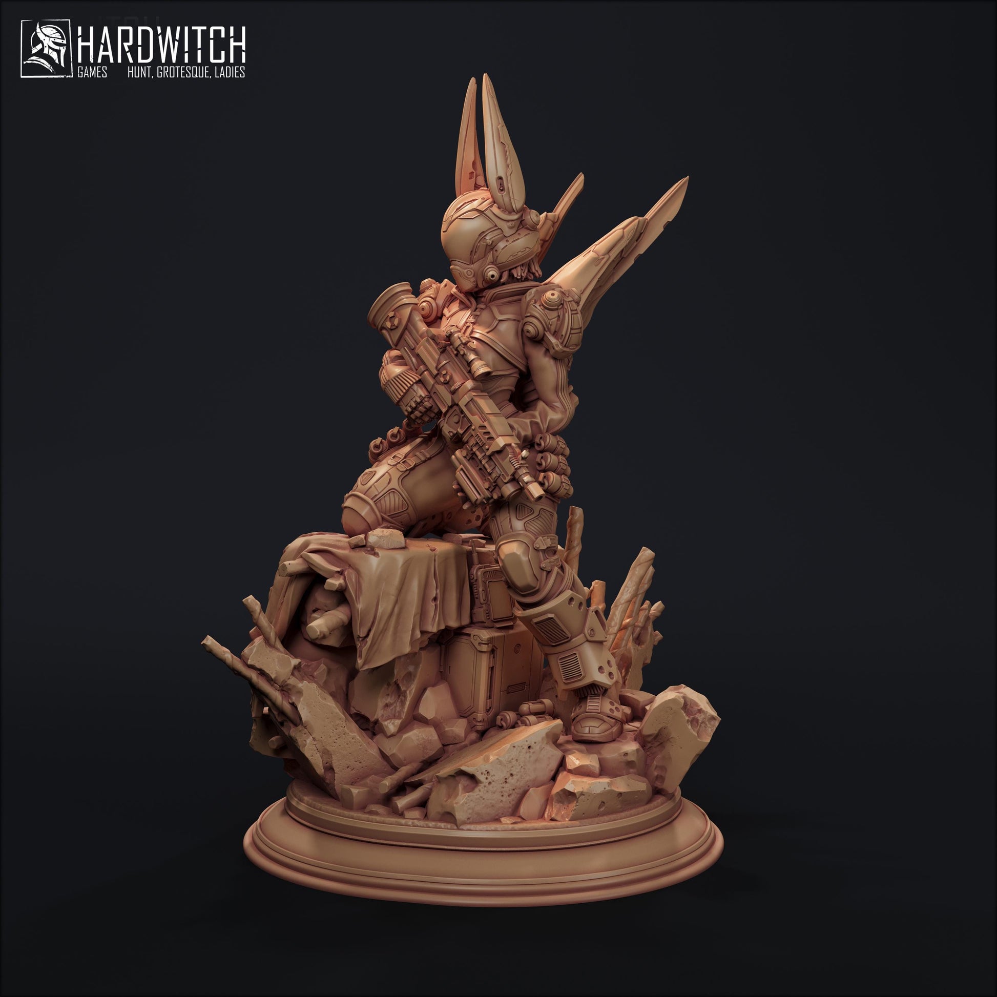 Model Foxtrot Miniature (2 Variations) - 28mm / 32mm / 36mm / 75mm - HardWitch Games - Resin Printed Figure for D&D and Wargaming