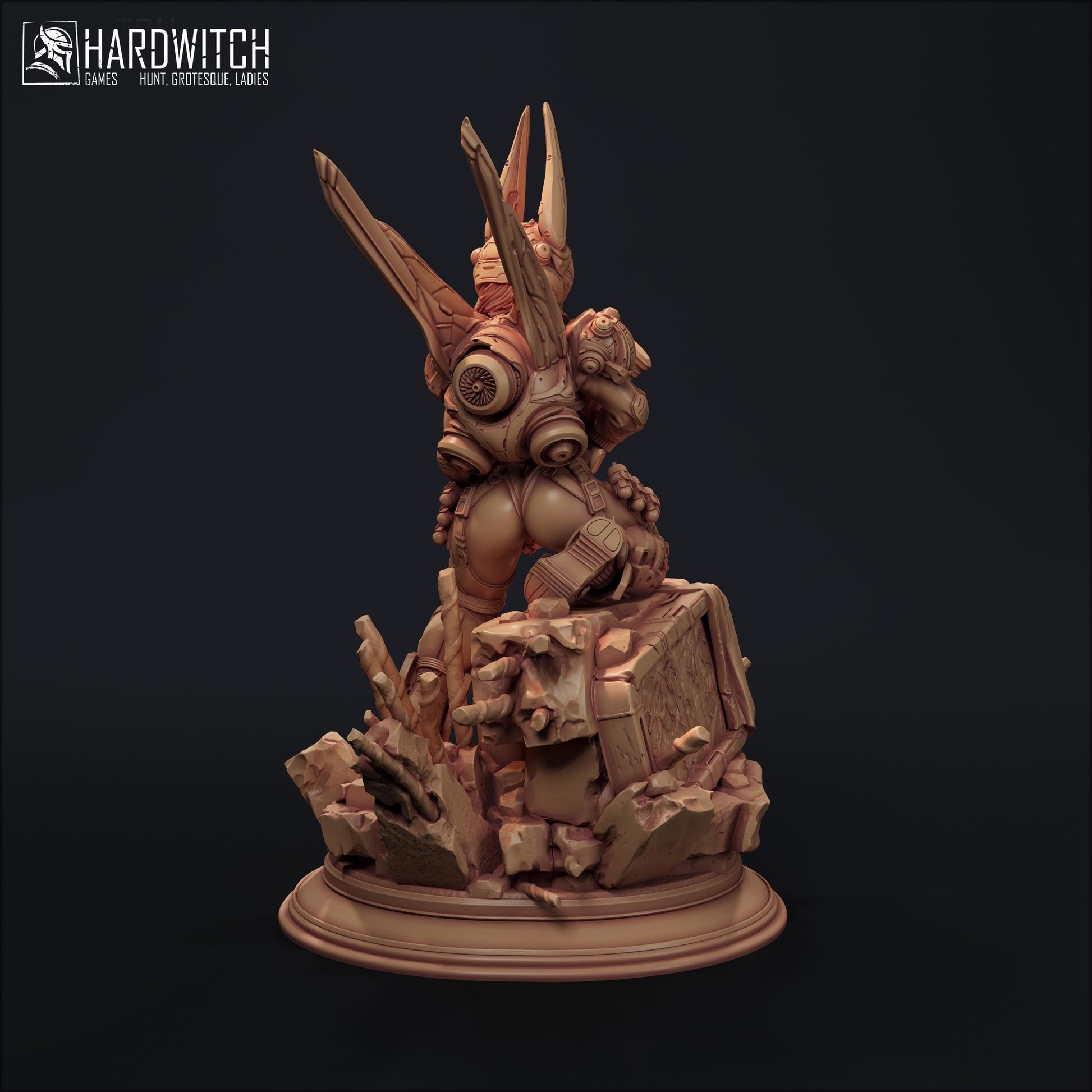 Model Foxtrot Miniature (2 Variations) - 28mm / 32mm / 36mm / 75mm - HardWitch Games - Resin Printed Figure for D&D and Wargaming