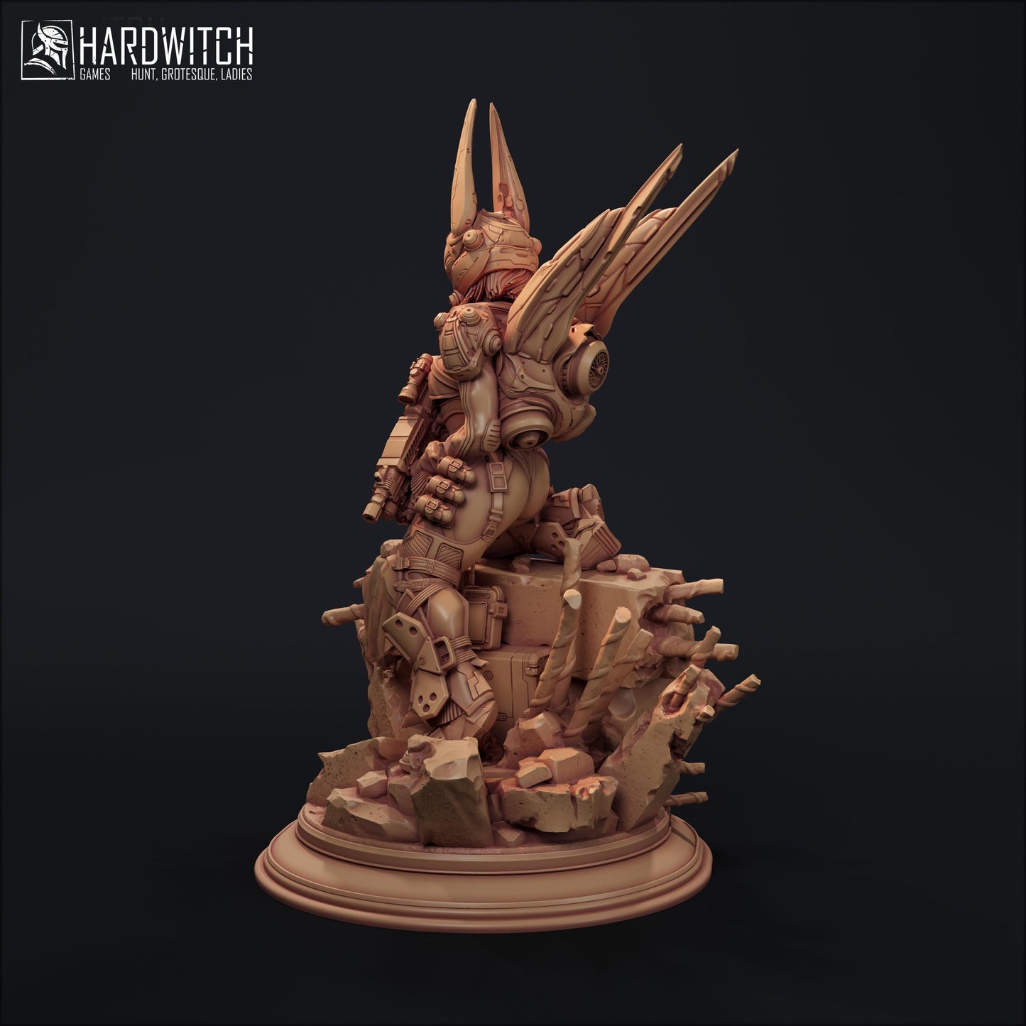 Model Foxtrot Miniature (2 Variations) - 28mm / 32mm / 36mm / 75mm - HardWitch Games - Resin Printed Figure for D&D and Wargaming