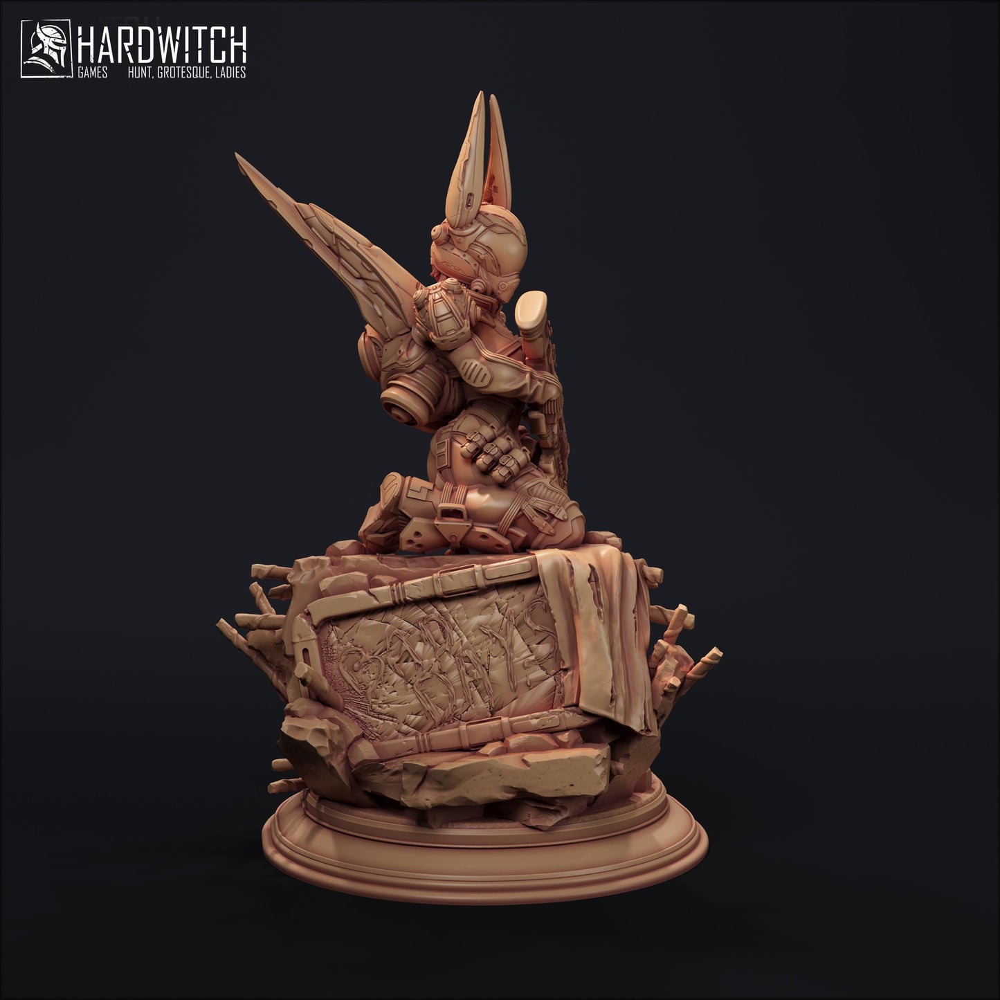Model Foxtrot Miniature (2 Variations) - 28mm / 32mm / 36mm / 75mm - HardWitch Games - Resin Printed Figure for D&D and Wargaming
