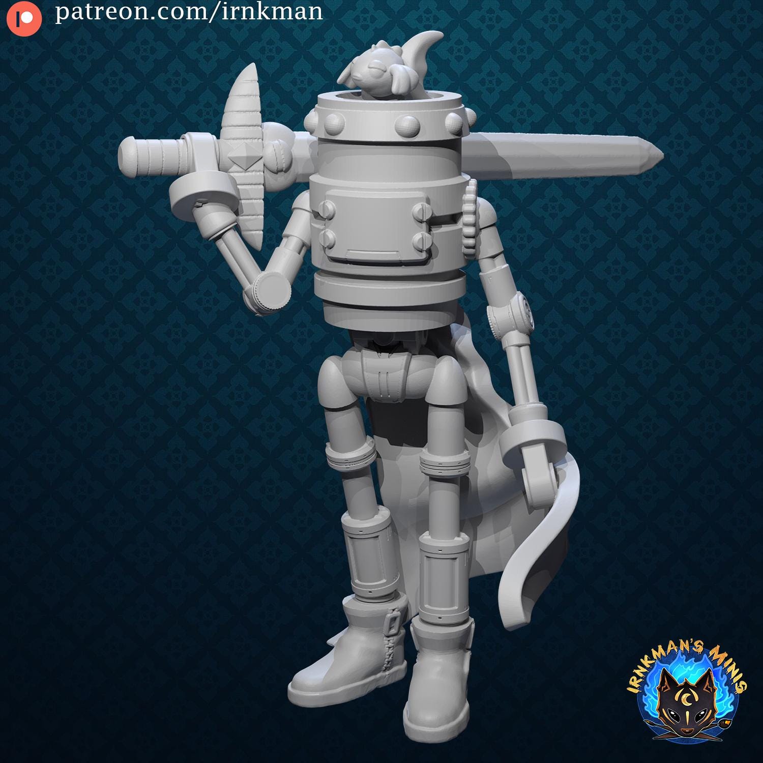 Fish Adventurer Miniature - 28mm / 32mm / 36mm - Irnkman's Minis - Resin Printed Figure for D&D, TTRPGs, and Board Games