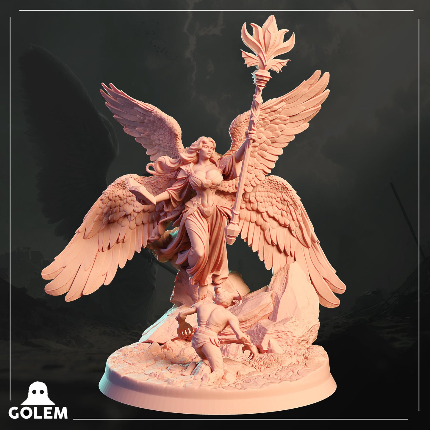 Angelic Asmel Miniature - 28mm / 32mm / 36mm / 75mm - GOLEM WORKSHOP 3D - Resin Printed Figure for D&D, TTRPGs, and Board Games