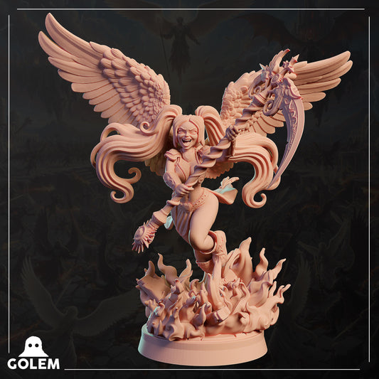 Angelic Scythiel Miniature - 28mm / 32mm / 36mm / 75mm - GOLEM WORKSHOP 3D - Resin Printed Figure for D&D, TTRPGs, and Board Games