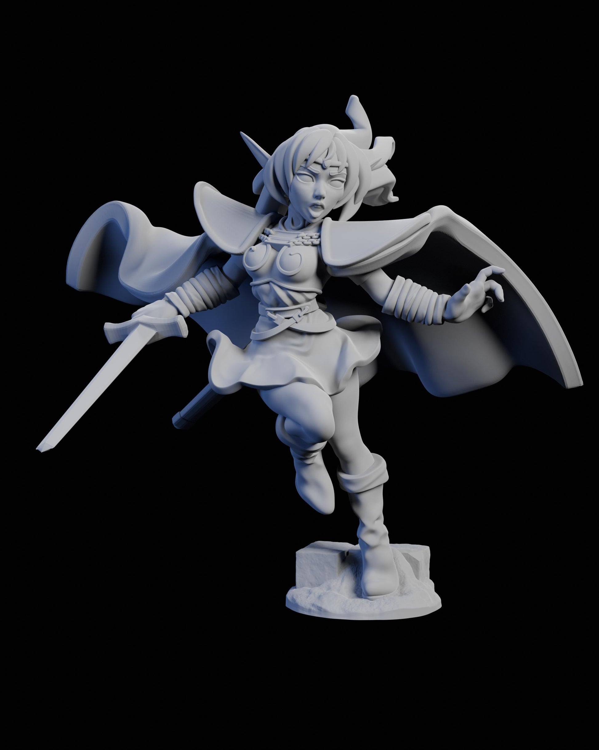 Elf Girl Dee Miniature - 28mm / 32mm / 36mm / 75mm - Ethan Savage Studios - Unpainted Resin Printed Figure for D&D, TTRPGs, and Board Games
