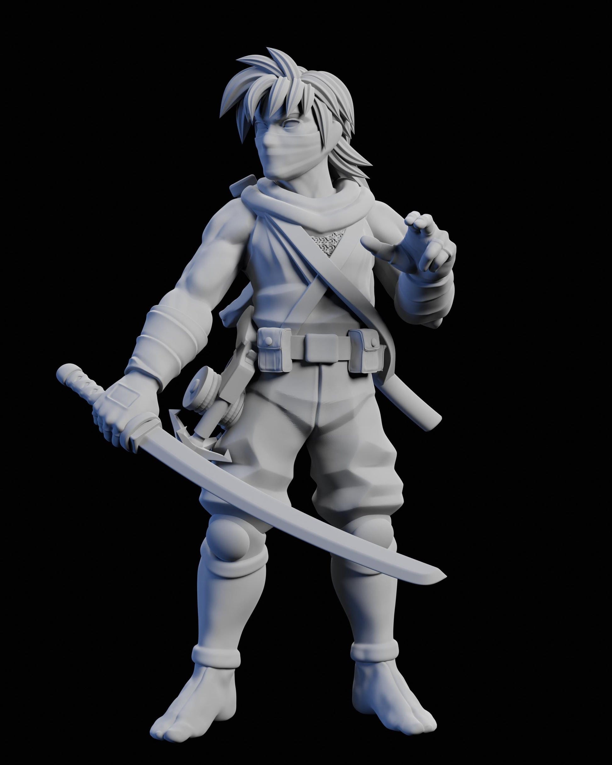 Ninja Ryu Miniature - 28mm / 32mm / 36mm / 75mm - Ethan Savage Studios - Unpainted Resin Printed Figure for D&D, TTRPGs, and Board Games