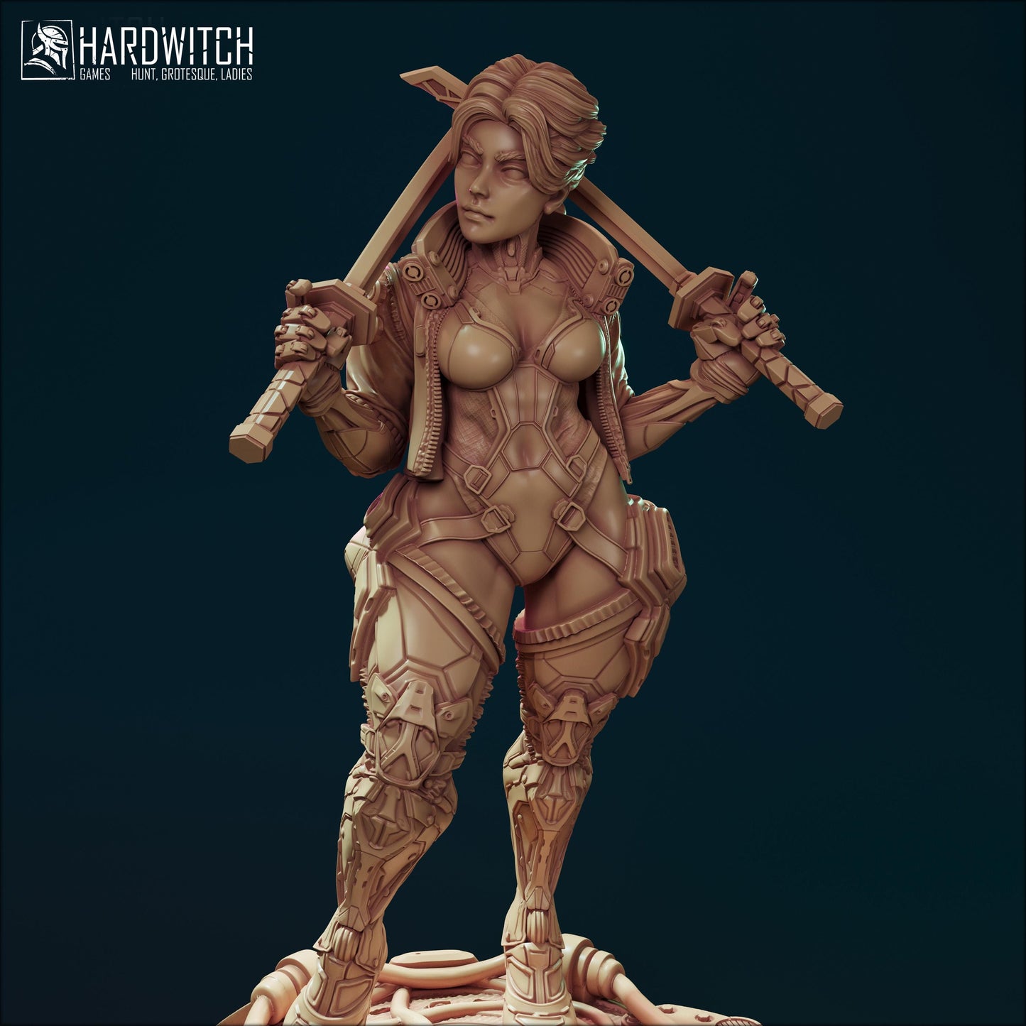 Edgerunner Martena Trambaleen Figure - 75mm / 154mm - HardWitch Games - Collectible Resin Printed Statue for Painting & Display