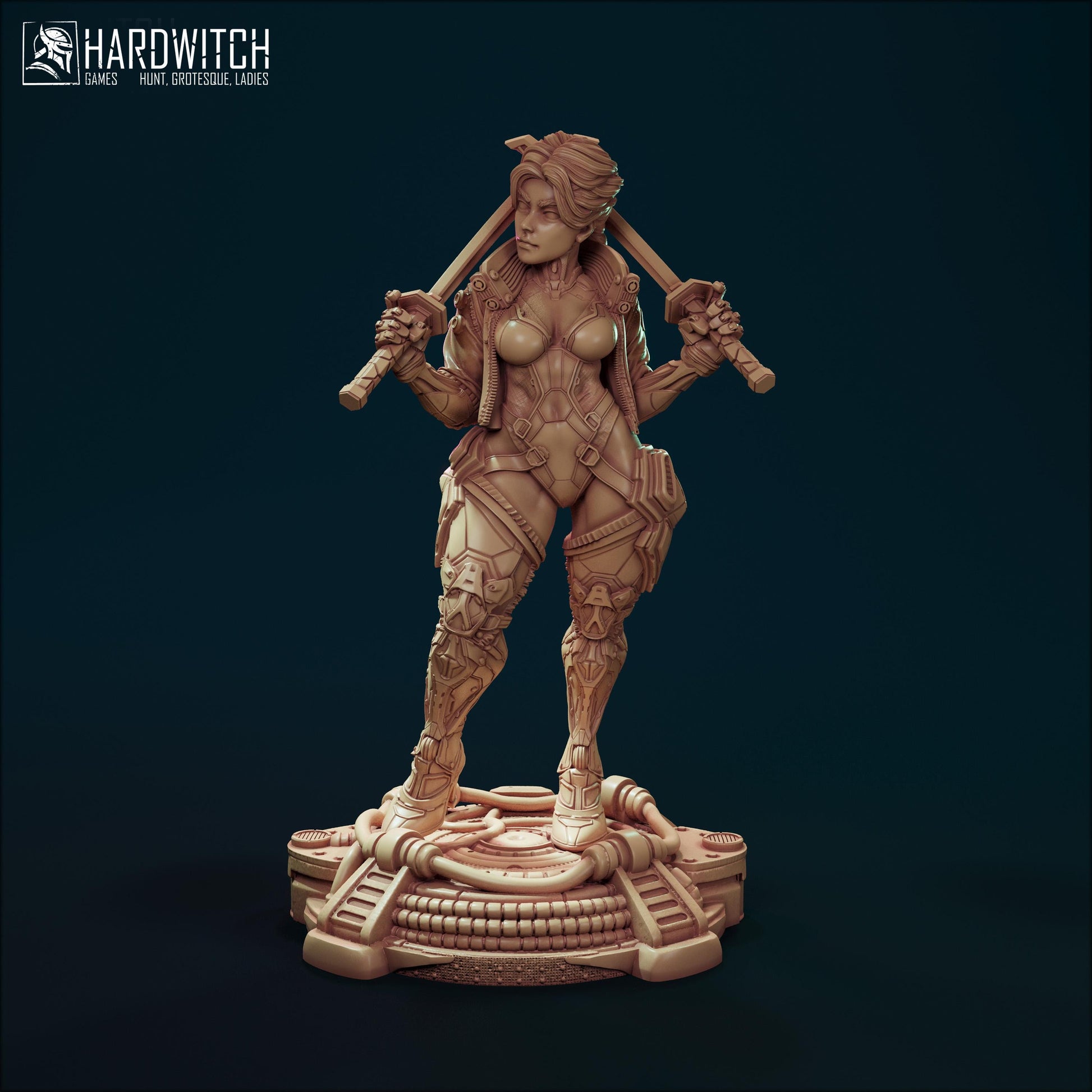 Edgerunner Martena Trambaleen Figure - 75mm / 154mm - HardWitch Games - Collectible Resin Printed Statue for Painting & Display