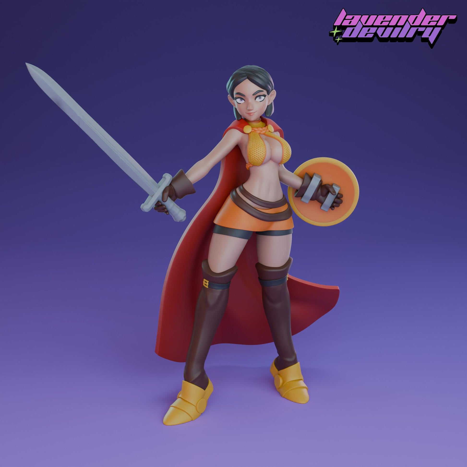 Warrior Kasandra Miniature - 28mm / 32mm / 36mm / 75mm - Lavender Devilry - Resin Printed Figure for D&D, TTRPGs and Board Games