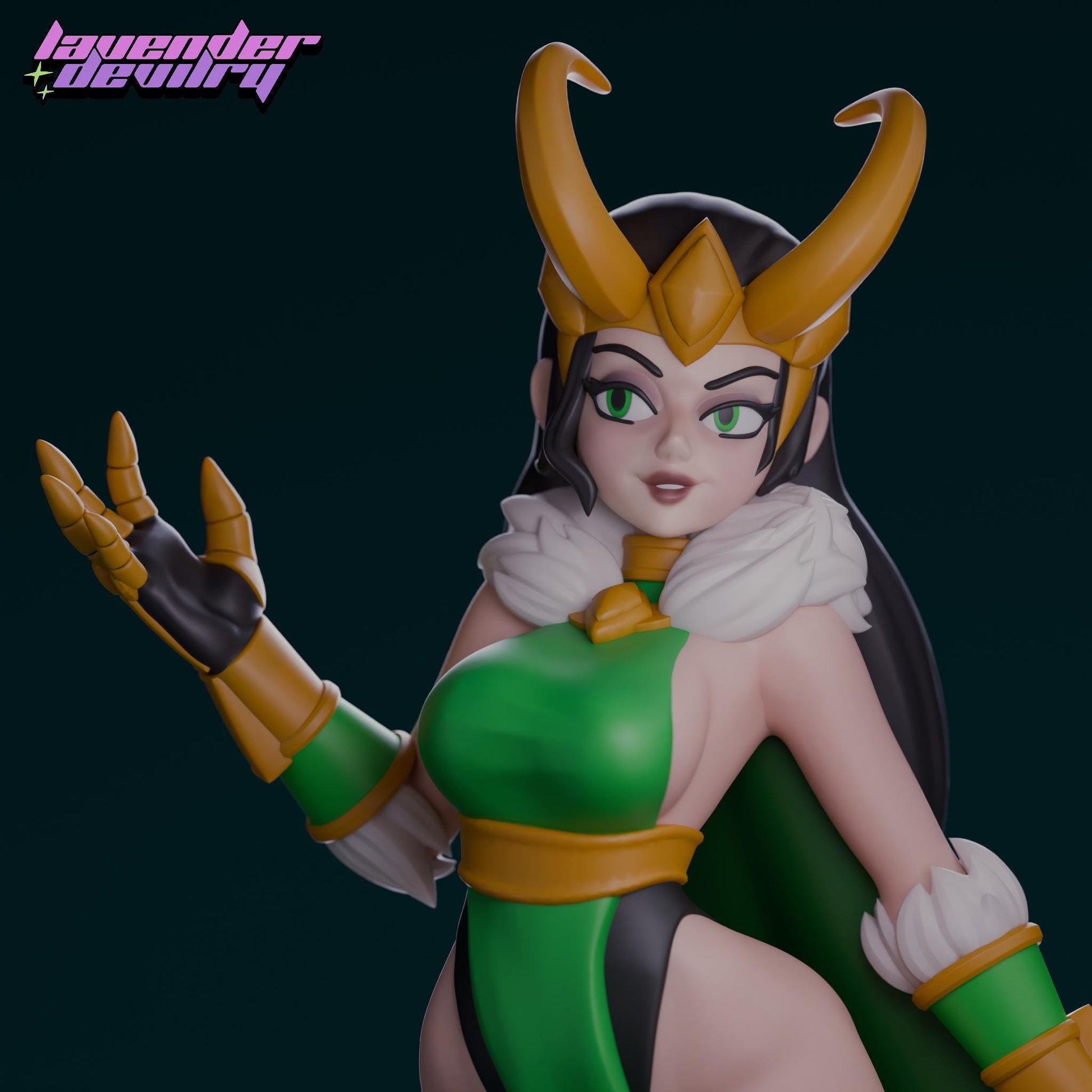 Trickster Goddess Miniature - 28mm / 32mm / 36mm / 75mm - Lavender Devilry - Unpainted Resin Printed Figure for D&D, TTRPGs and Board Games
