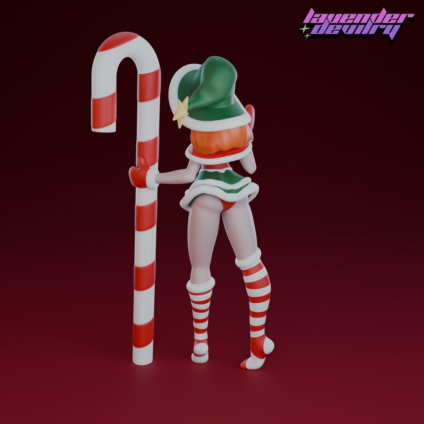 Candy Cane Laine Miniature - 28mm / 32mm / 36mm / 75mm - Lavender Devilry - Unpainted Resin Printed Figure for D&D, TTRPGs and Board Games