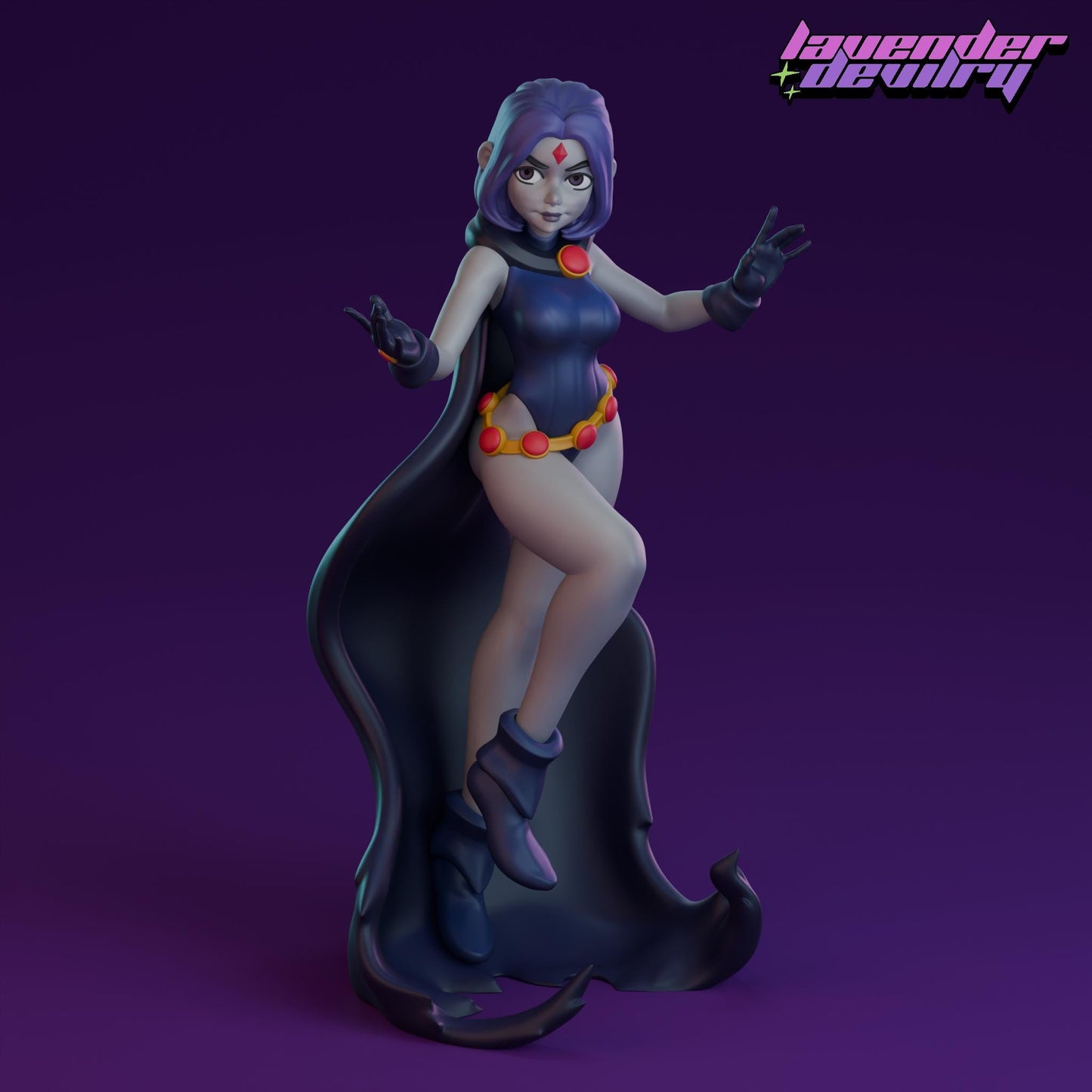 Witch Girl Miniature - 28mm / 32mm / 36mm / 75mm - Lavender Devilry - Unpainted Resin Printed Figure for D&D, TTRPGs and Board Games