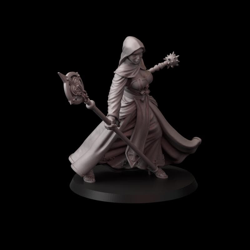 Fina's Nuns Miniatures - 28mm / 32mm / 36mm / 75mm - Crosslances - Unpainted Resin Printed Figure for TTRPGs and Wargaming
