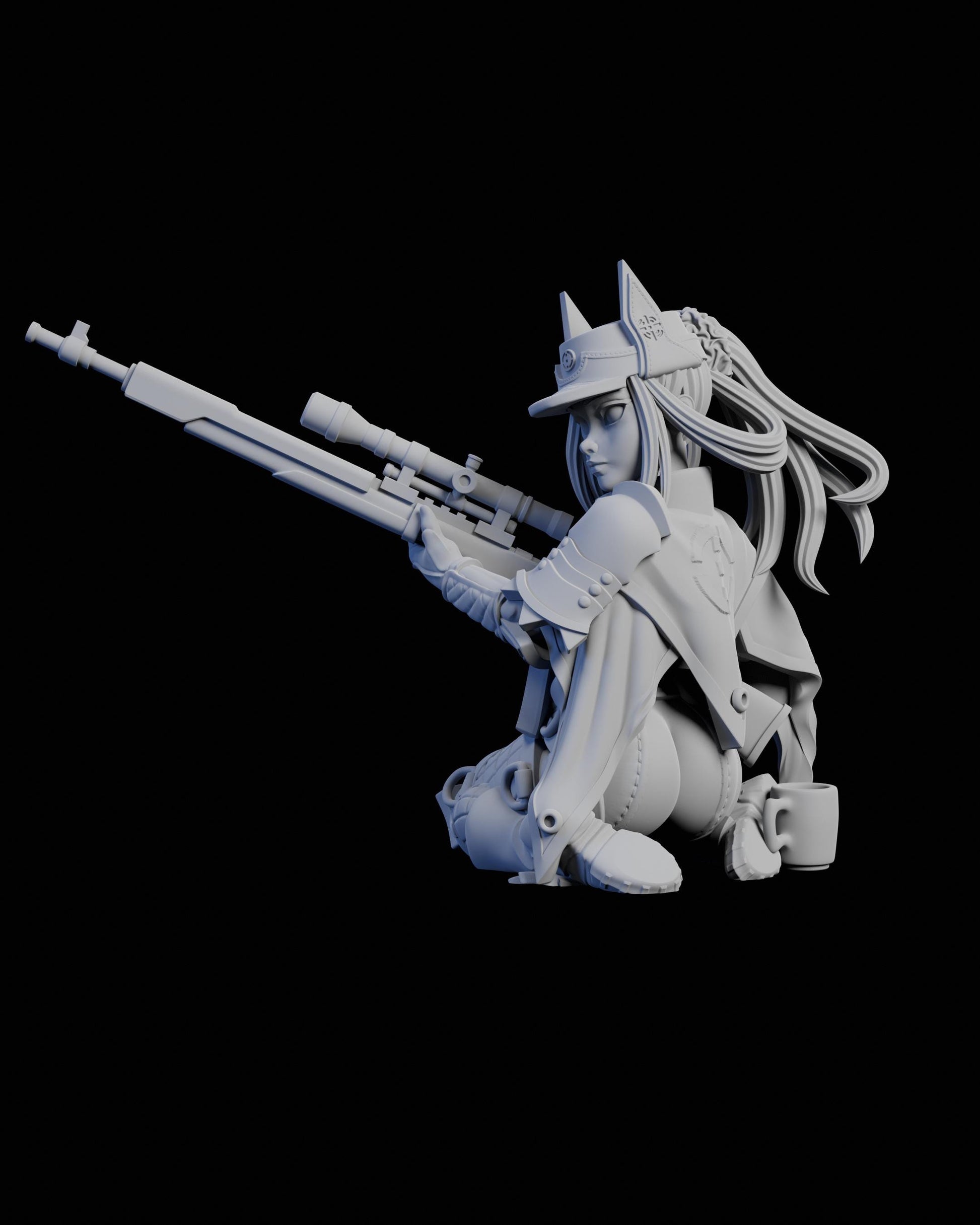 Sniper Kai Miniature - 28mm / 32mm / 36mm / 75mm - Ethan Savage Studios - Unpainted Resin Printed Figure for TTRPGs and Board Games