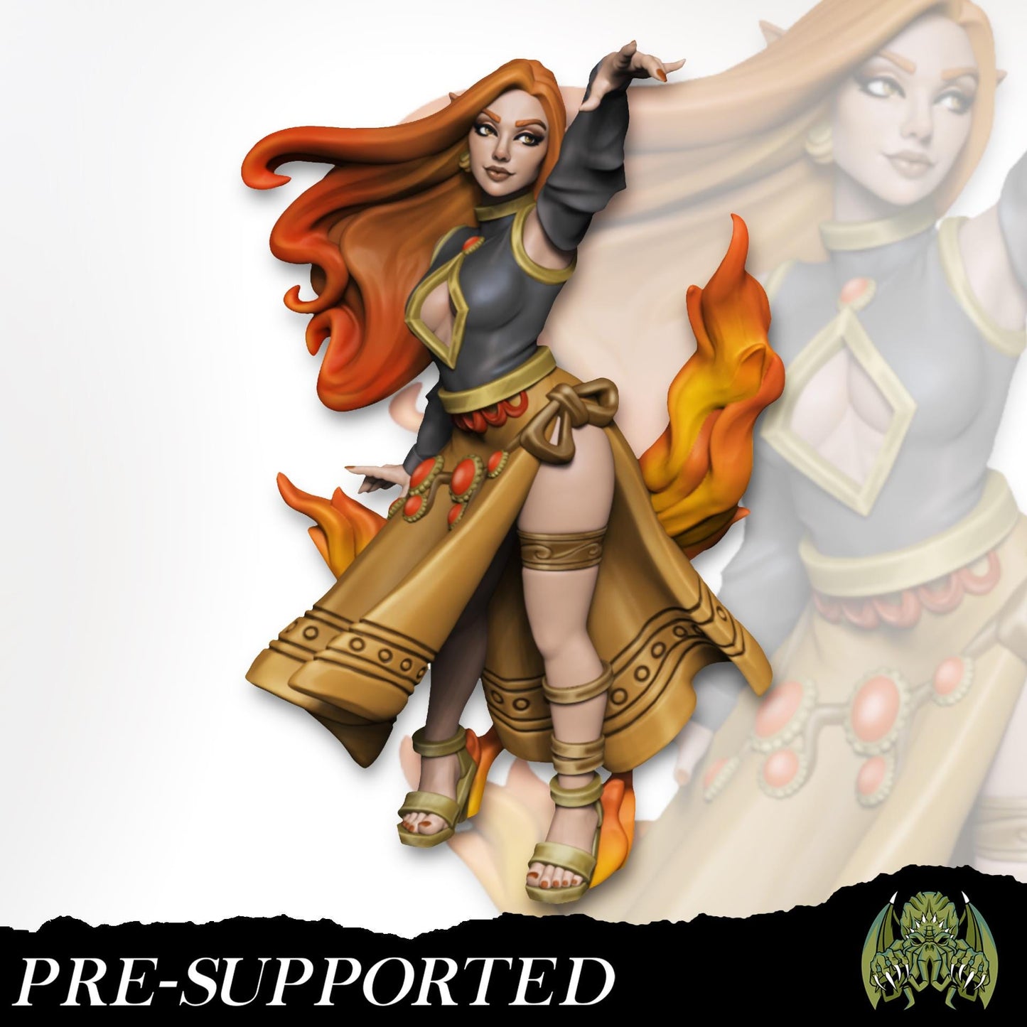 Ashara the Dancing Flame Miniature - Miniatures of Madness - 28mm / 32mm / 36mm / Bust - Unpainted Miniature for TTRPGs and Painting