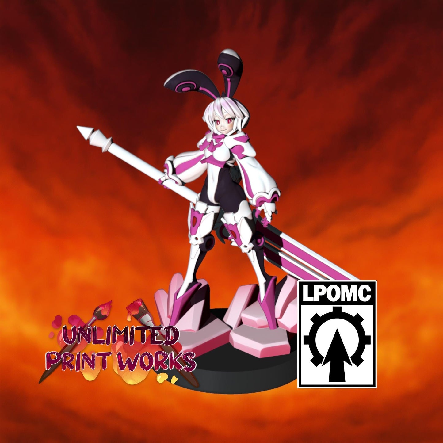 Lunar Hop Knight Miniature - 28mm / 32mm / 36mm / 75mm - LPOMC - Unpainted Resin Printed Figure for D&D, TTRPGs, and Board Games