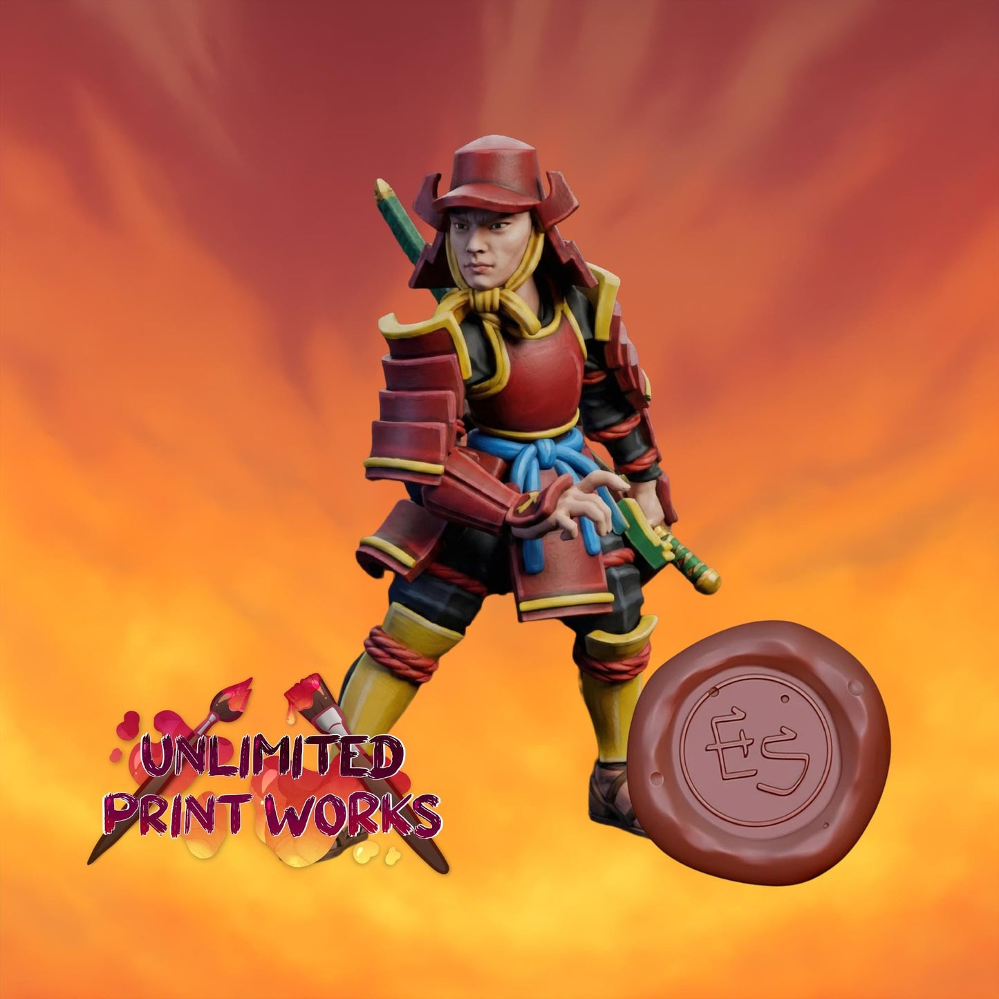 Samurai Miniature - 28mm / 32mm / 36mm / 75mm - Ethan Savage Studios - Resin Printed Figure for D&D, TTRPGs, and Board Games