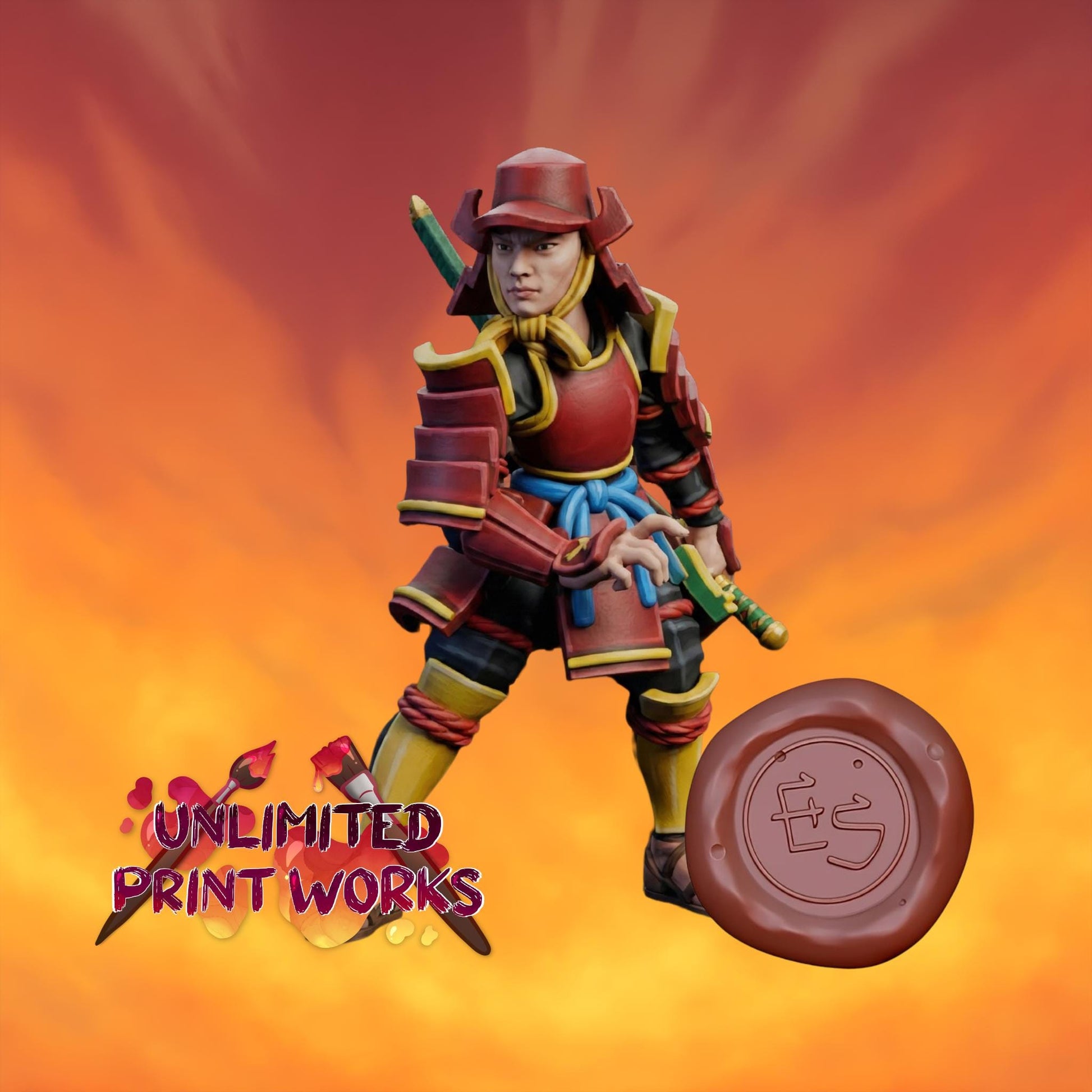 Samurai Miniature - 28mm / 32mm / 36mm / 75mm - Ethan Savage Studios - Resin Printed Figure for D&D, TTRPGs, and Board Games