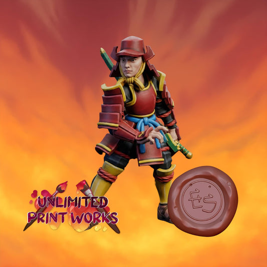 Samurai Miniature - 28mm / 32mm / 36mm / 75mm - Ethan Savage Studios - Resin Printed Figure for D&D, TTRPGs, and Board Games