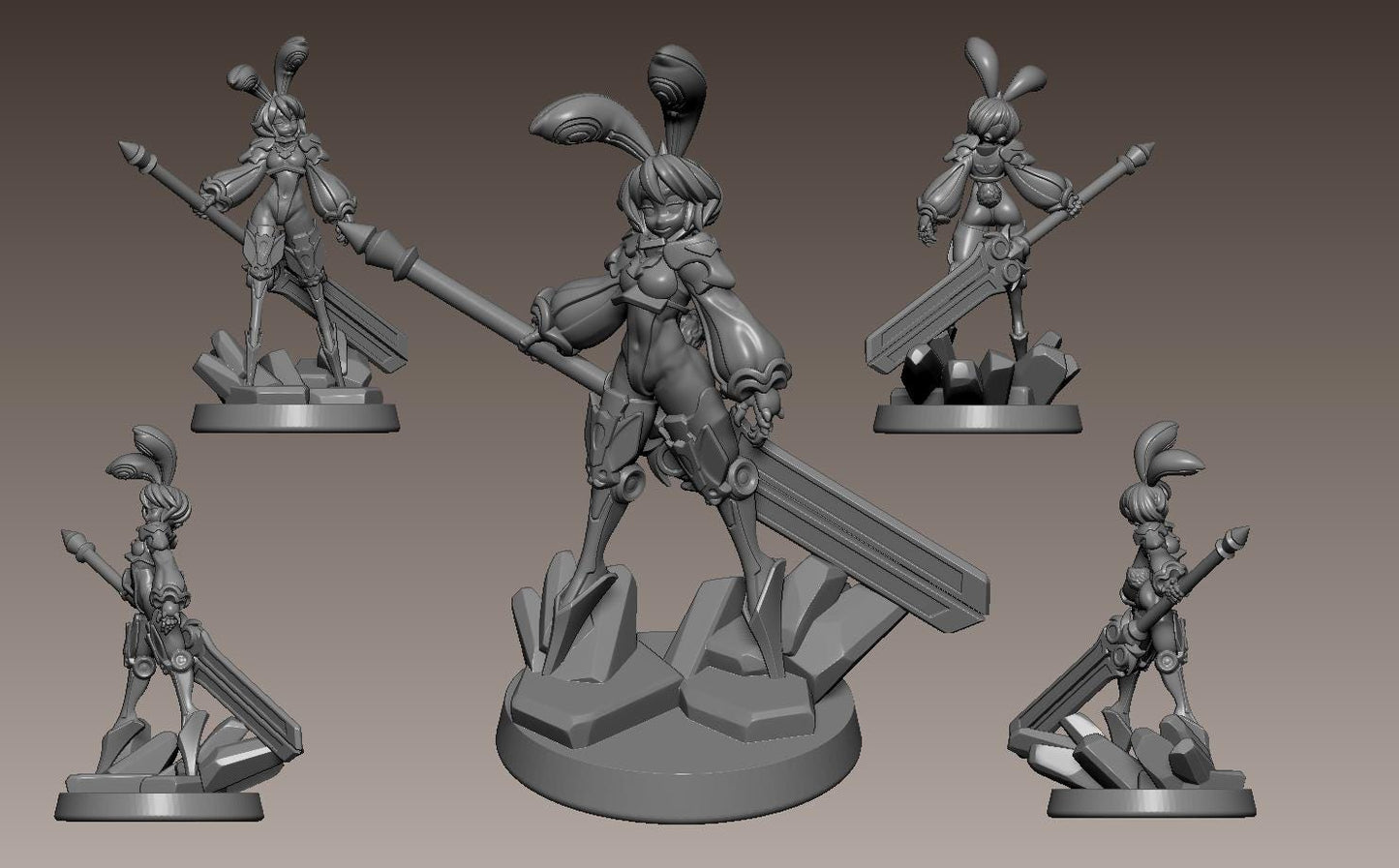 Lunar Hop Knight Miniature - 28mm / 32mm / 36mm / 75mm - LPOMC - Unpainted Resin Printed Figure for D&D, TTRPGs, and Board Games