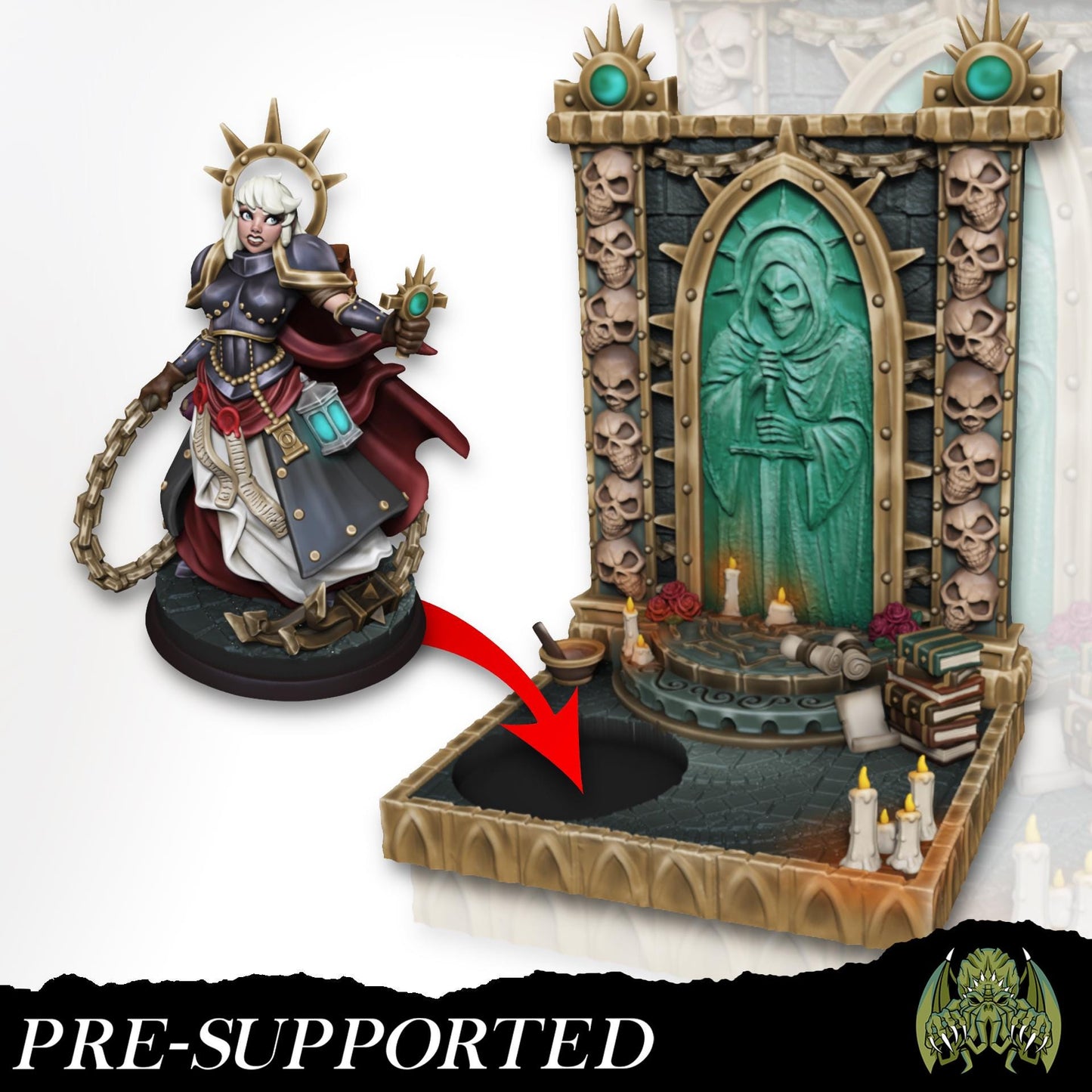 Aurelia the War Cleric Miniature - Miniatures of Madness - 28mm / 32mm / 36mm / Bust / Diorama - Unpainted Miniature for TTRPGs and Games