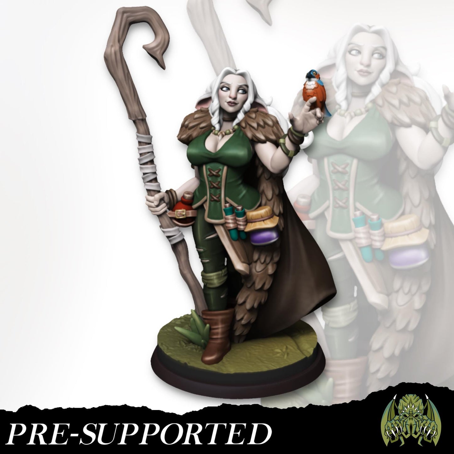 Lisanna the Druid Miniature - Miniatures of Madness - 28mm / 32mm / 36mm / Bust / Diorama - Unpainted Miniature for TTRPGs and Games