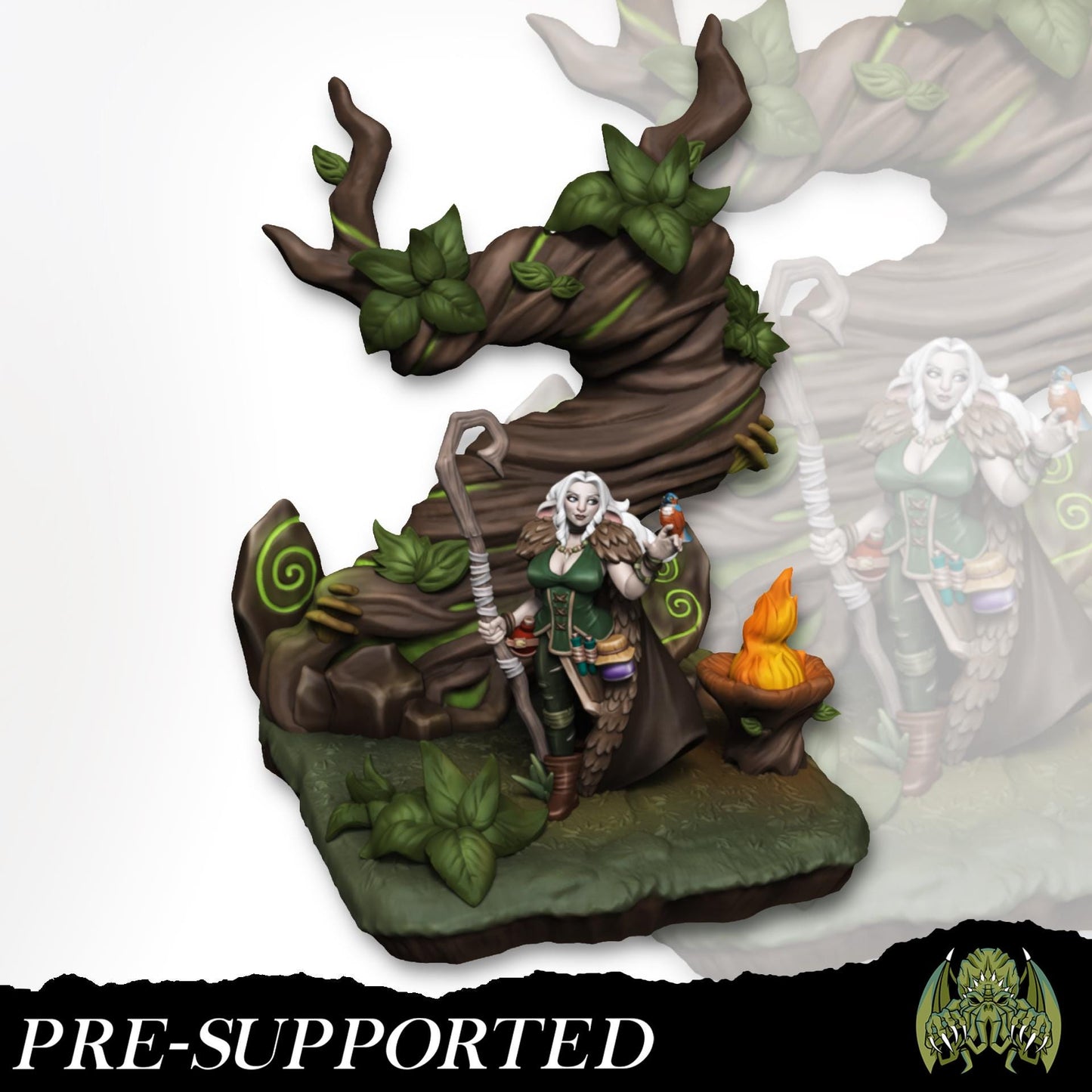 Lisanna the Druid Miniature - Miniatures of Madness - 28mm / 32mm / 36mm / Bust / Diorama - Unpainted Miniature for TTRPGs and Games