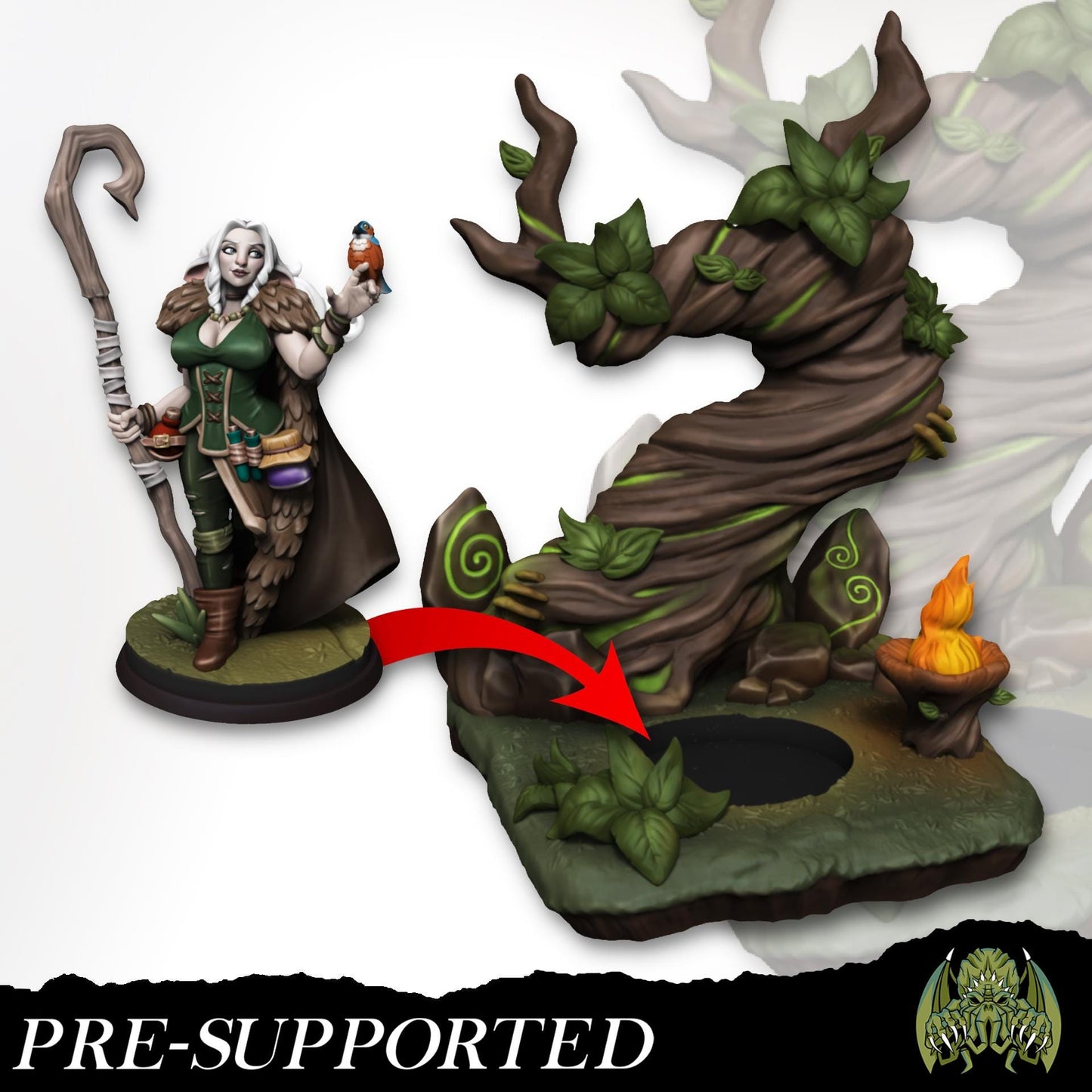 Lisanna the Druid Miniature - Miniatures of Madness - 28mm / 32mm / 36mm / Bust / Diorama - Unpainted Miniature for TTRPGs and Games