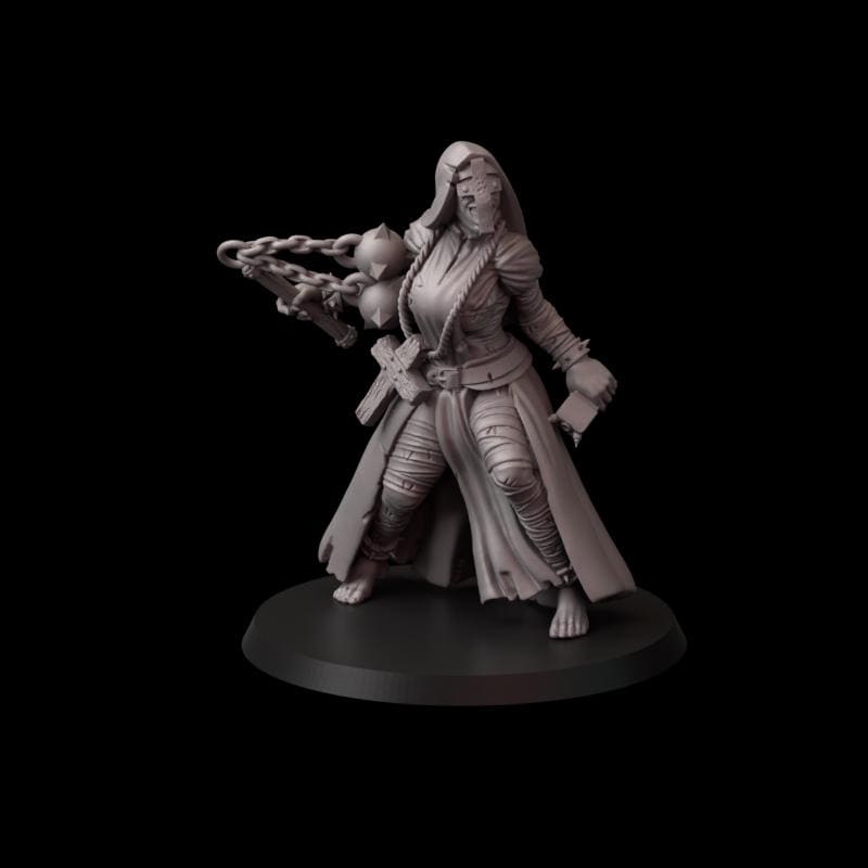 Fina's Modern Nuns Miniatures - 28mm / 32mm / 36mm / 75mm - Crosslances - Unpainted Resin Printed Figure for TTRPGs and Wargaming
