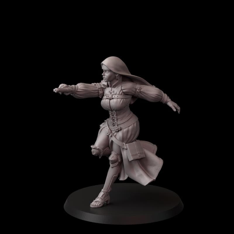 Fina's Modern Nuns Miniatures - 28mm / 32mm / 36mm / 75mm - Crosslances - Unpainted Resin Printed Figure for TTRPGs and Wargaming