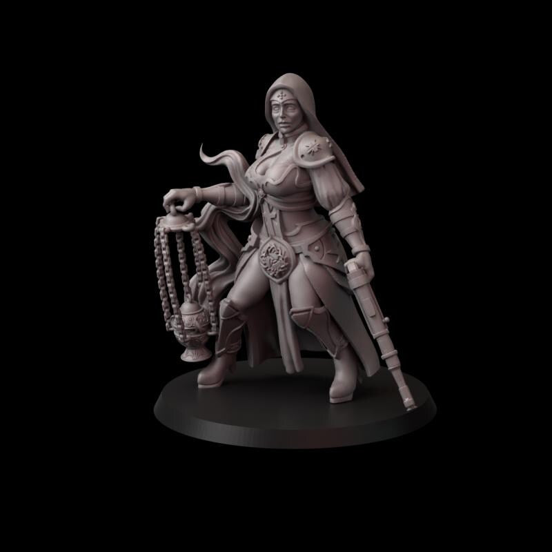 Fina's Modern Nuns Miniatures - 28mm / 32mm / 36mm / 75mm - Crosslances - Unpainted Resin Printed Figure for TTRPGs and Wargaming