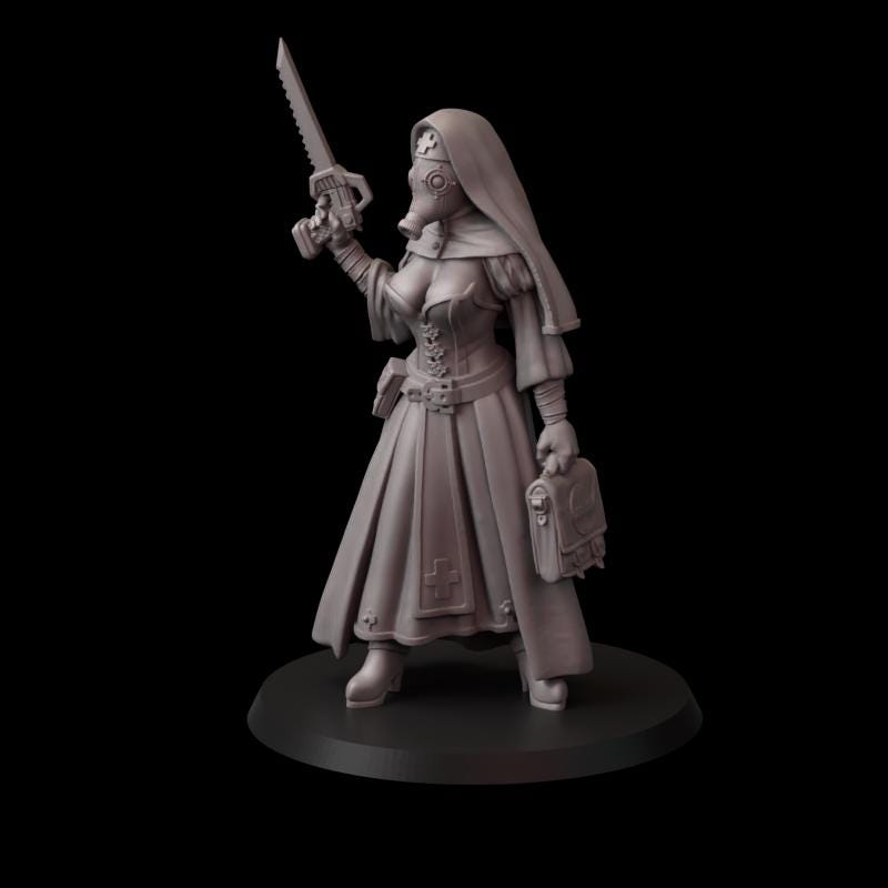 Fina's Modern Nuns Miniatures - 28mm / 32mm / 36mm / 75mm - Crosslances - Unpainted Resin Printed Figure for TTRPGs and Wargaming