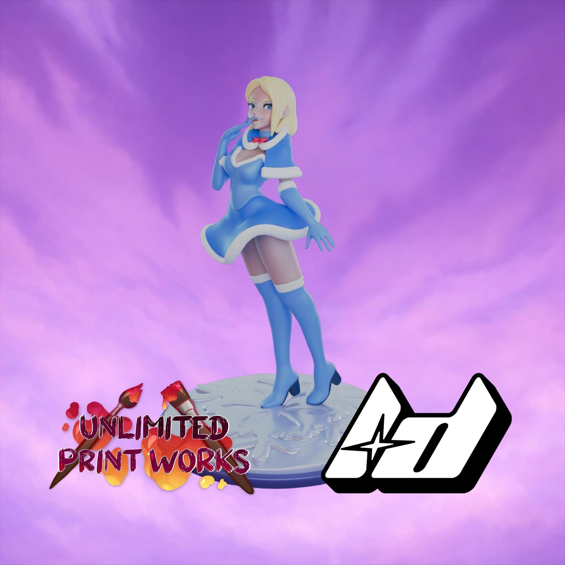 Frost Maiden Miniature - 28mm / 32mm / 36mm / 75mm - Lavender Devilry - Unpainted Resin Printed Figure for D&D, TTRPGs and Board Games