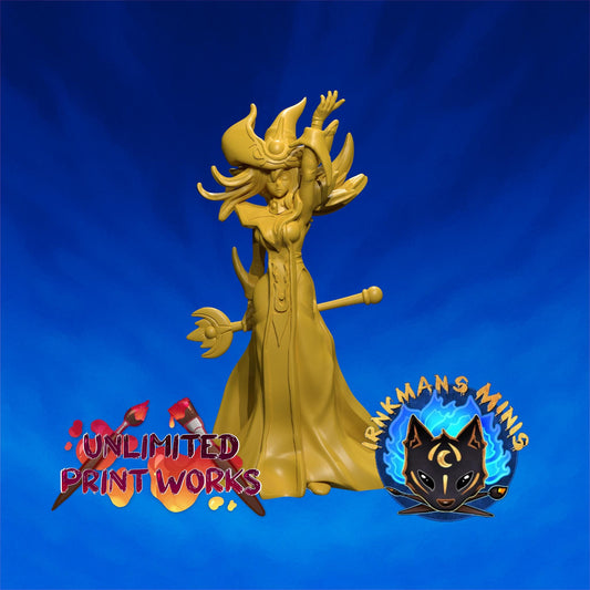 Silence Sorceress Miniature - 28mm / 32mm / 36mm / 75mm - Irnkman's Minis - Unpainted Resin Printed Figure for D&D, TTRPGs, and Board Games