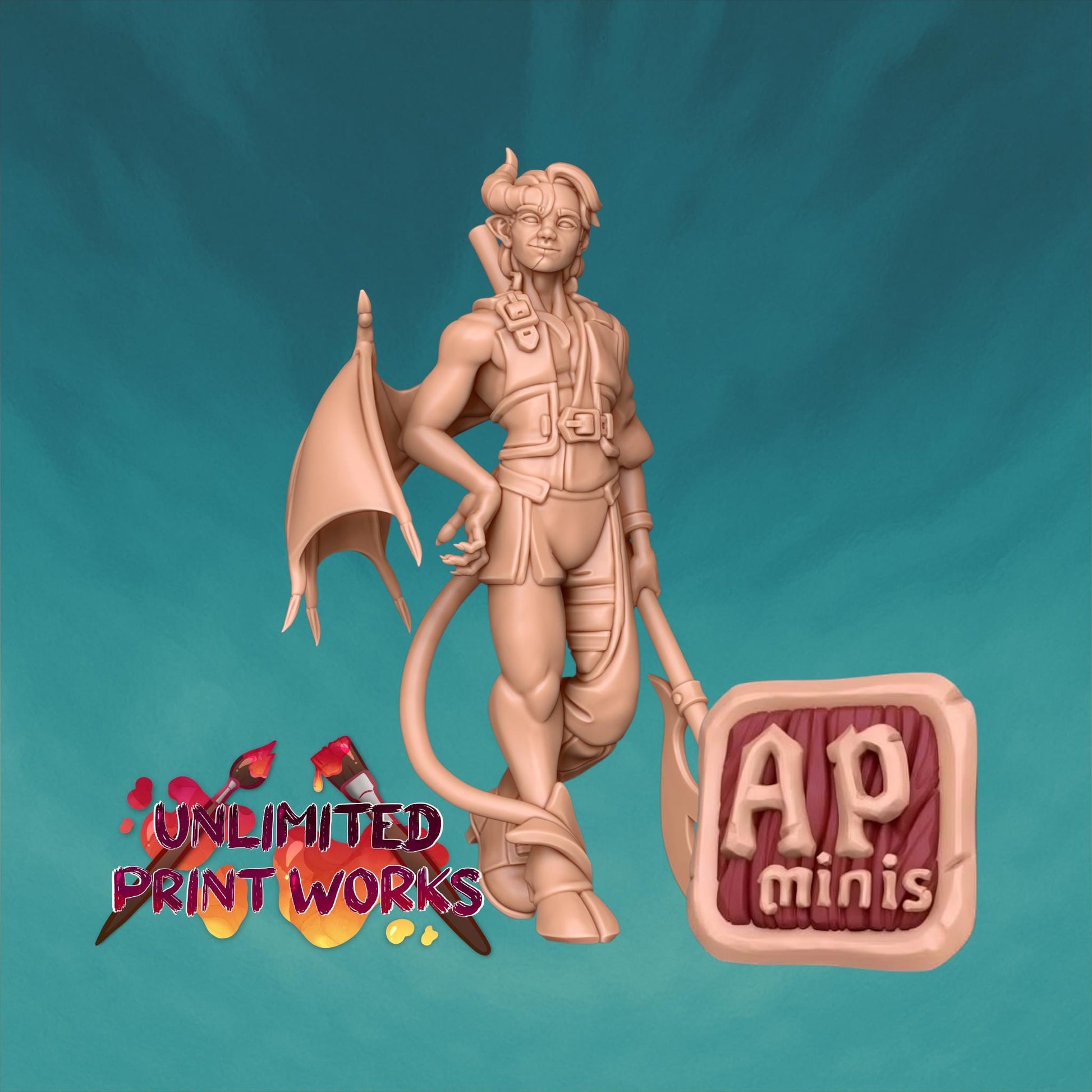 Dara, Half-Demon Warrior Miniature - Awkward Penguin’s Minis - 28mm / 32mm / 36mm - Resin Printed Figure for TTRPGs and Painting