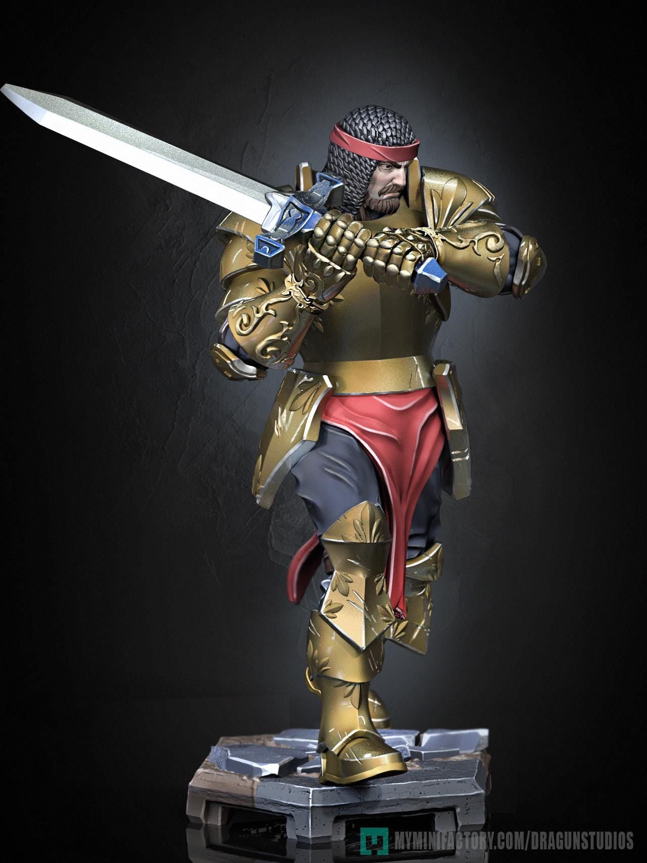 King Arthur v2 Miniature - 28mm / 32mm / 36mm / 75mm - DraGun Studios - Resin Printed Figurine for D&D, TTRPGs, and Board Games