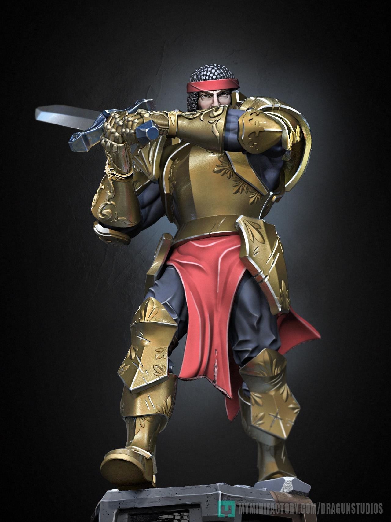 King Arthur v2 Miniature - 28mm / 32mm / 36mm / 75mm - DraGun Studios - Resin Printed Figurine for D&D, TTRPGs, and Board Games