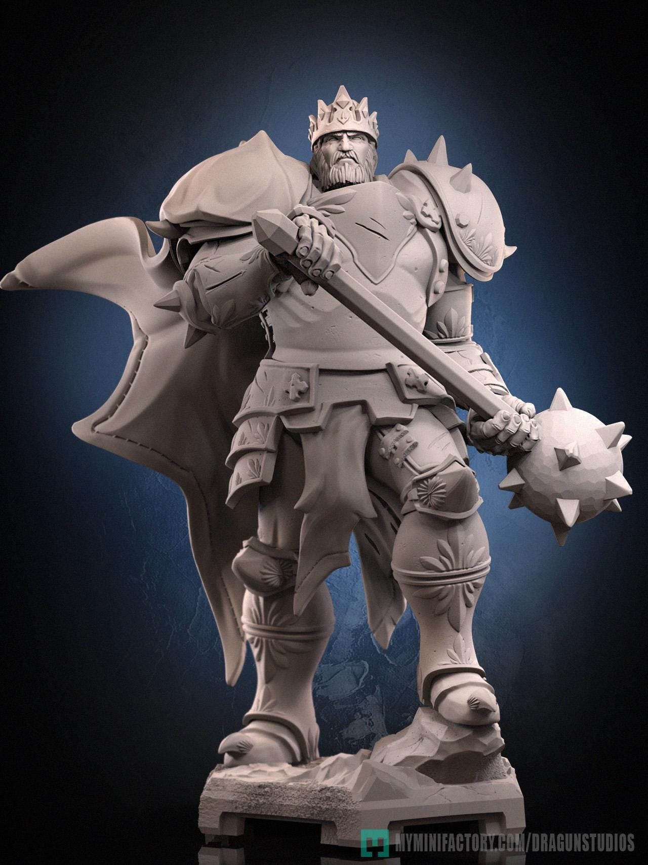 Silver Emperor Miniature - 52mm / 69mm - DraGun Studios - Resin Printed Figurine for D&D, TTRPGs, and Board Games