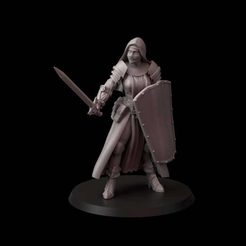 Fina's Nuns Miniatures - 28mm / 32mm / 36mm / 75mm - Crosslances - Unpainted Resin Printed Figure for TTRPGs and Wargaming