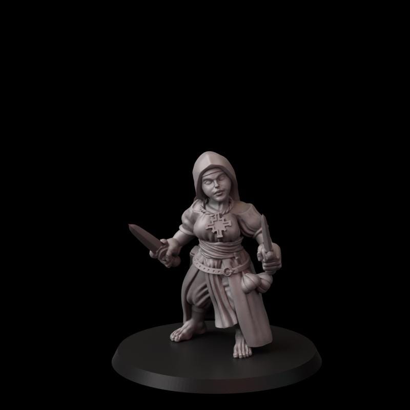 Fina's Nuns Miniatures - 28mm / 32mm / 36mm / 75mm - Crosslances - Unpainted Resin Printed Figure for TTRPGs and Wargaming