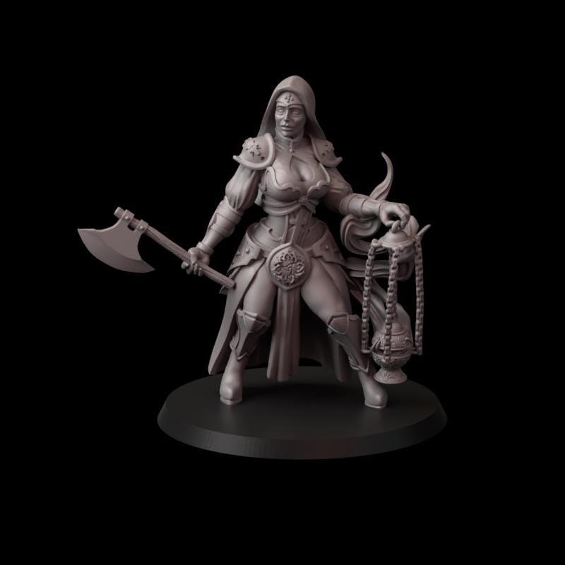 Fina's Nuns Miniatures - 28mm / 32mm / 36mm / 75mm - Crosslances - Unpainted Resin Printed Figure for TTRPGs and Wargaming