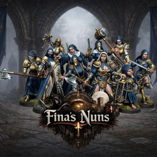 Fina's Nuns Miniatures - 28mm / 32mm / 36mm / 75mm - Crosslances - Unpainted Resin Printed Figure for TTRPGs and Wargaming