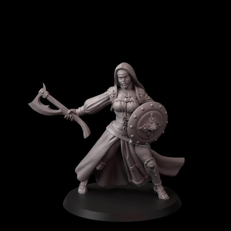 Fina's Nuns Miniatures - 28mm / 32mm / 36mm / 75mm - Crosslances - Unpainted Resin Printed Figure for TTRPGs and Wargaming