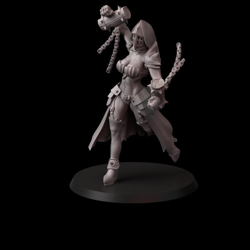 Fina's Nuns Miniatures - 28mm / 32mm / 36mm / 75mm - Crosslances - Unpainted Resin Printed Figure for TTRPGs and Wargaming