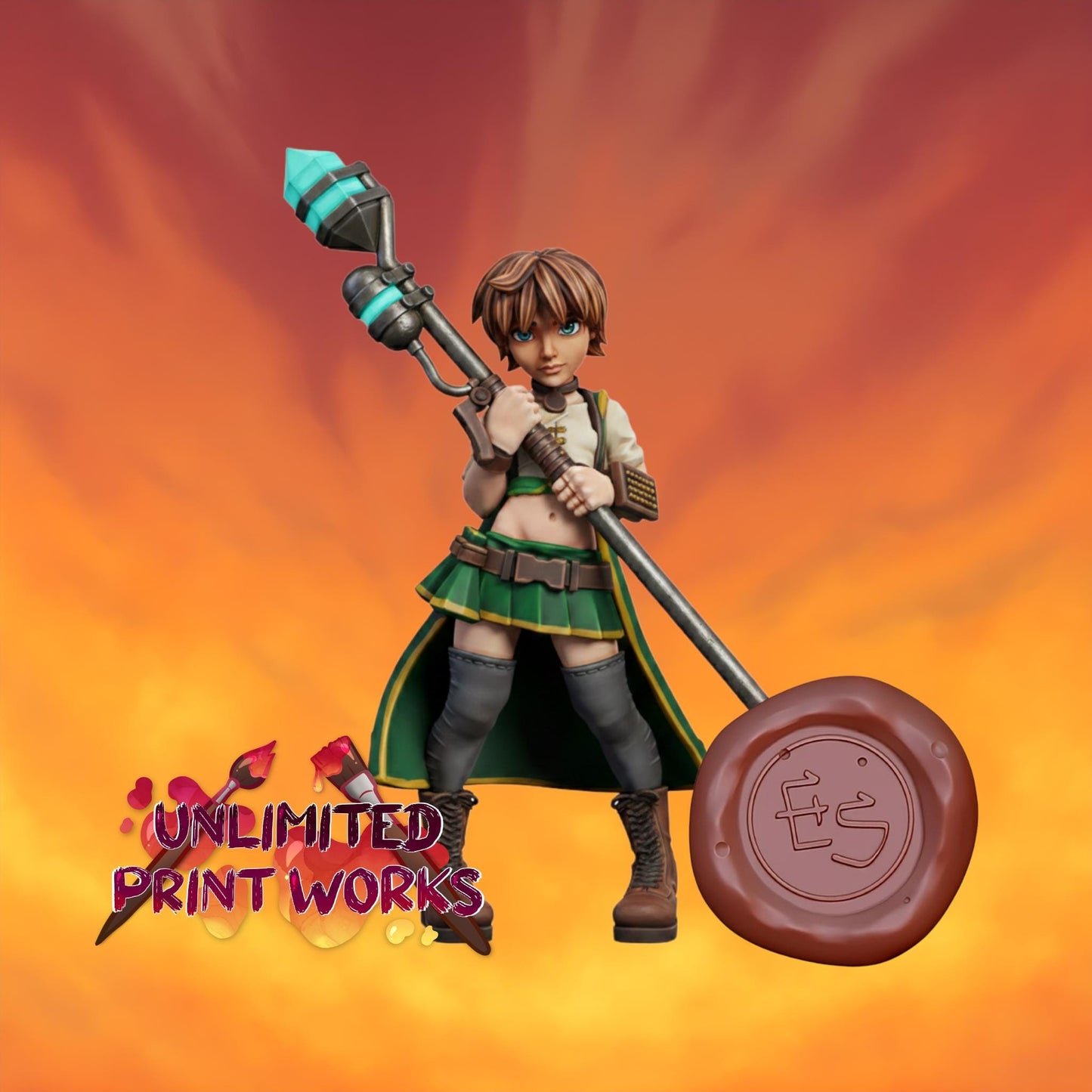 Techno Mage Eren Miniature - 28mm / 32mm / 36mm / 75mm - Ethan Savage Studios - Unpainted Resin Printed Figure for TTRPGs and Board Games