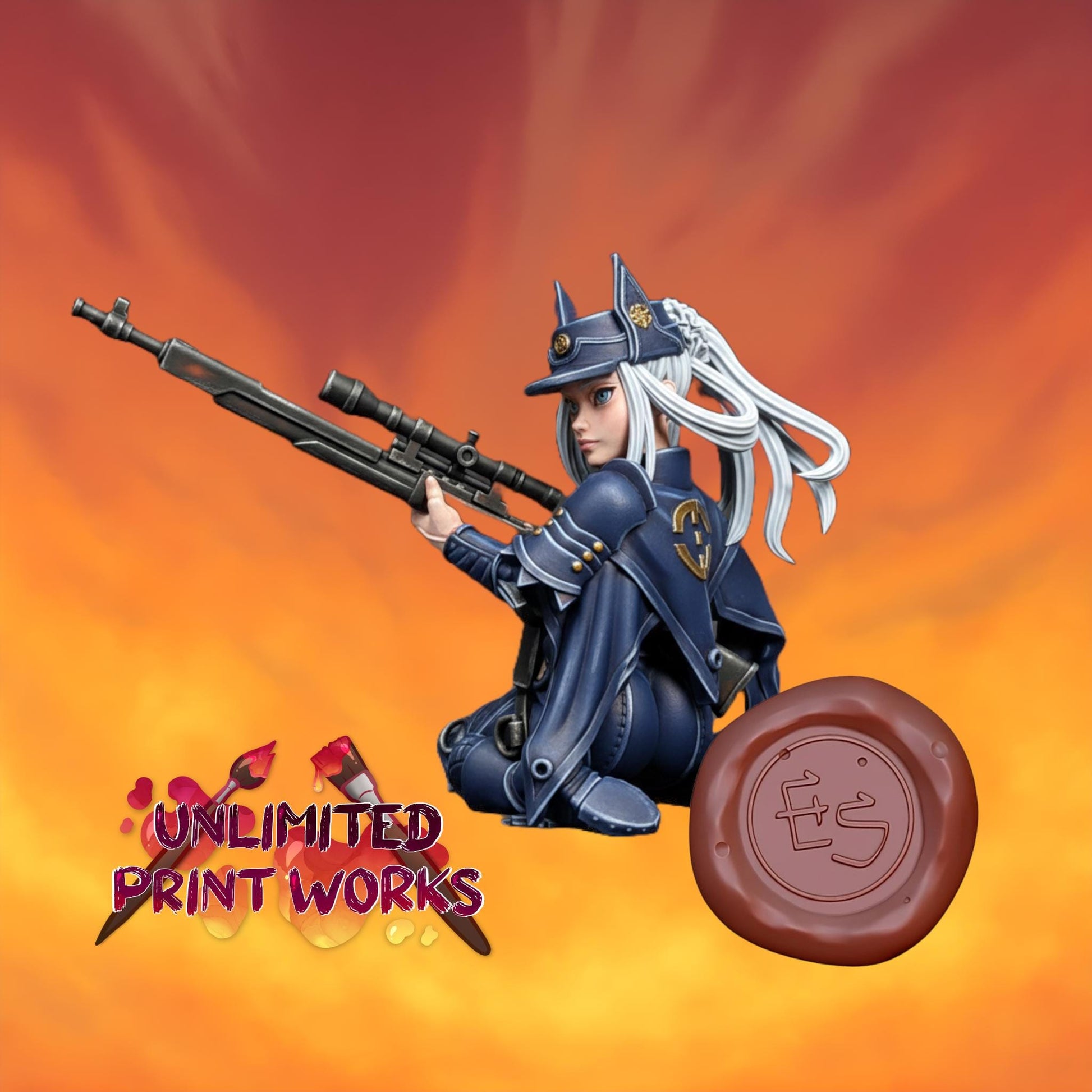 Sniper Kai Miniature - 28mm / 32mm / 36mm / 75mm - Ethan Savage Studios - Unpainted Resin Printed Figure for TTRPGs and Board Games