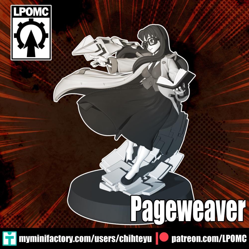 Pageweaver Miniature - 28mm / 32mm / 36mm - LPOMC - Unpainted Resin Printed Figure for D&D, TTRPGs, and Board Games